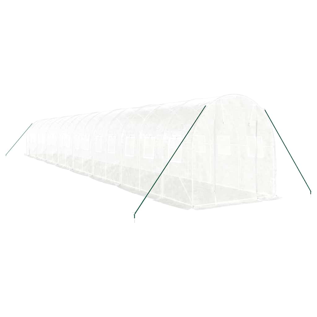 Gewächshaus mit Stahlrahmen Weiß 32 m² 16x2x2 m
