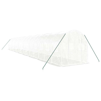 Gewächshaus mit Stahlrahmen Weiß 32 m² 16x2x2 m