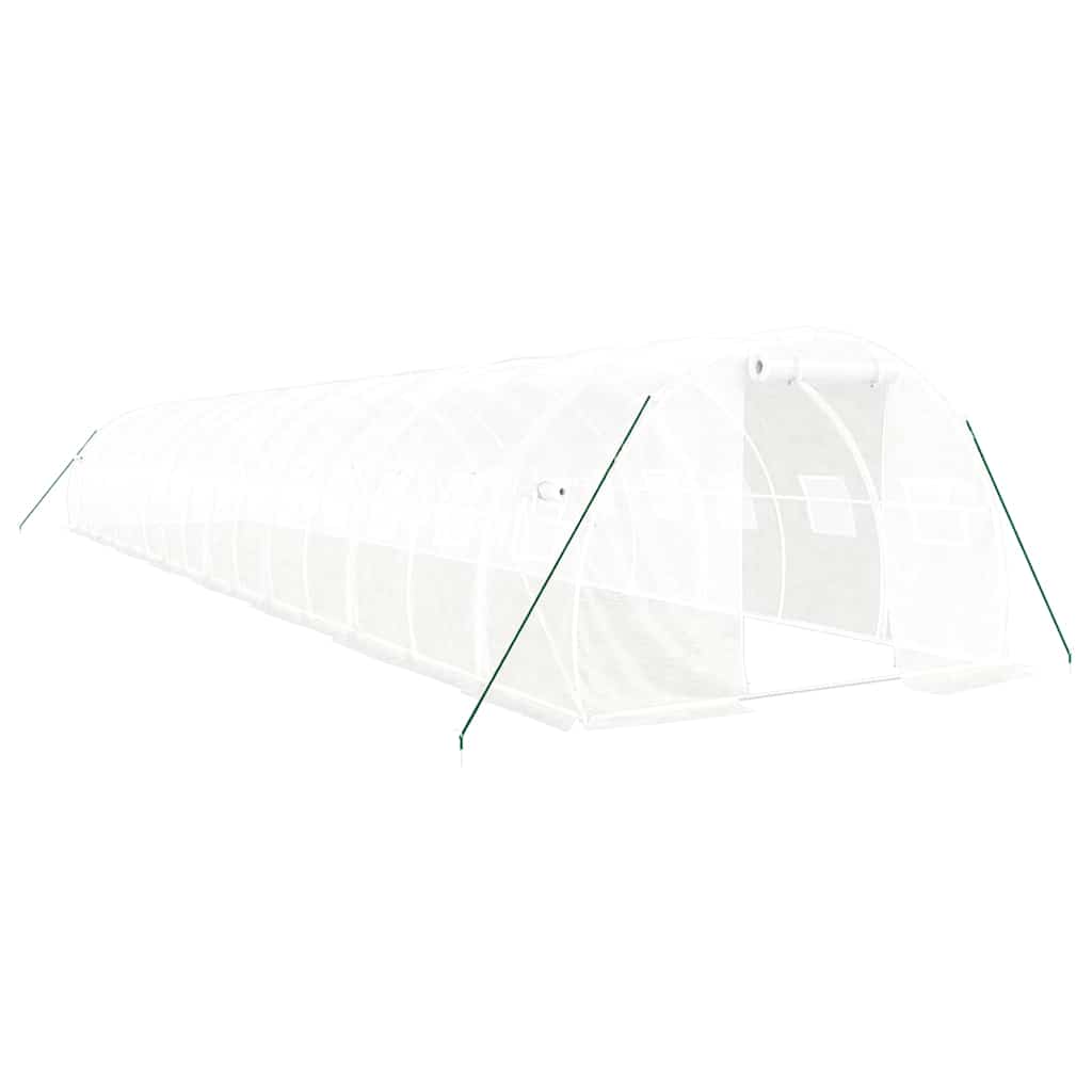 Gewächshaus mit Stahlrahmen Weiß 48 m² 16x3x2 m