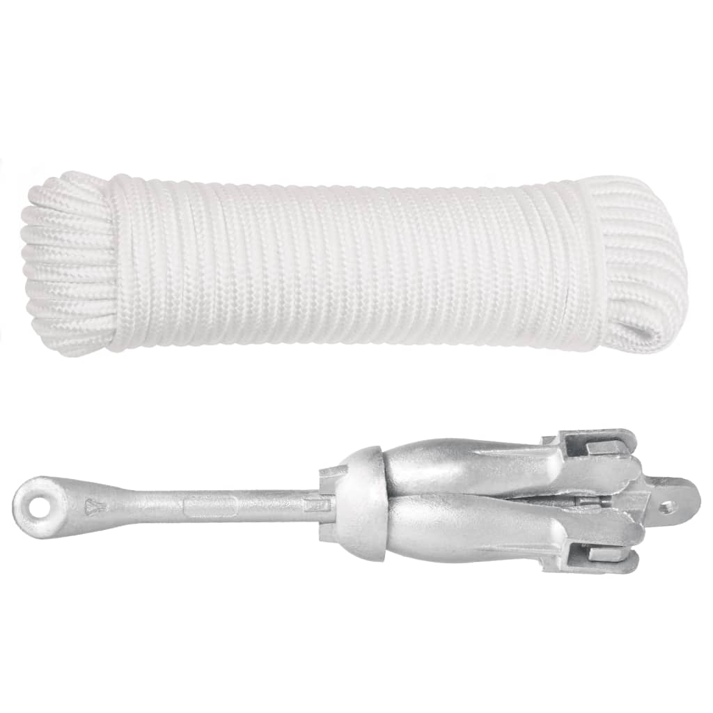 Klappanker mit Seil Silber 6 kg feuerverzinktes Gusseisen