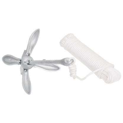 Klappanker mit Seil Silber 6 kg feuerverzinktes Gusseisen