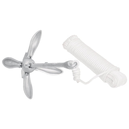 Klappanker mit Seil Silber 8 kg feuerverzinktes Gusseisen