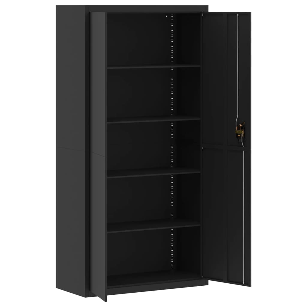 Aktenschrank Schwarz 90x40x220 cm Stahl