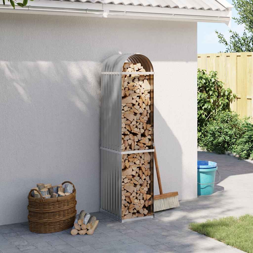 Kaminholzunterstand Hellgrau 40x45x170 cm Verzinkter Stahl