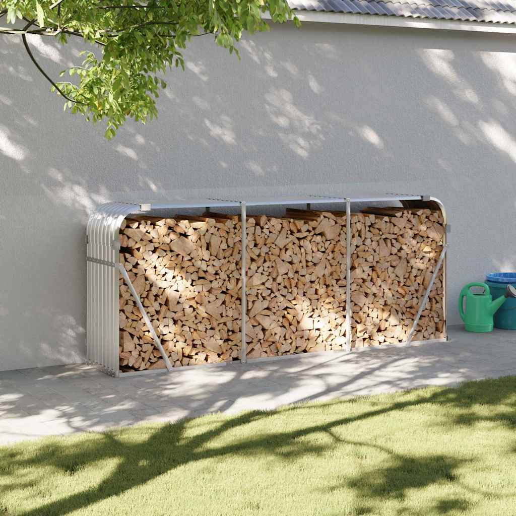 Kaminholzunterstand Silbern 234x45x100 cm Verzinkter Stahl