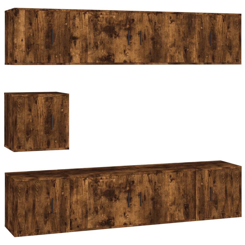 7-tlg. TV-Schrank-Set Räuchereiche Holzwerkstoff