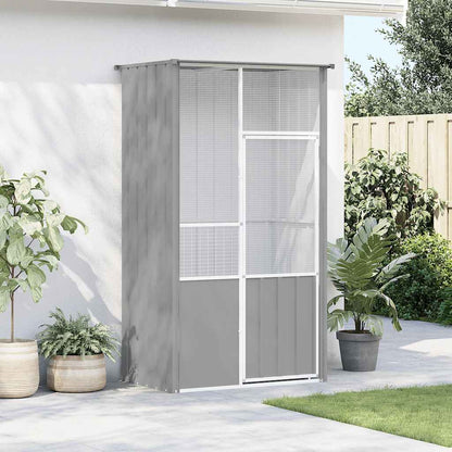 Voliere Grau 115x78x200 cm Verzinkter Stahl