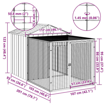 Hühnerkäfig mit Auslauf Anthrazit 117x201x123 cm Verzinkter Stahl