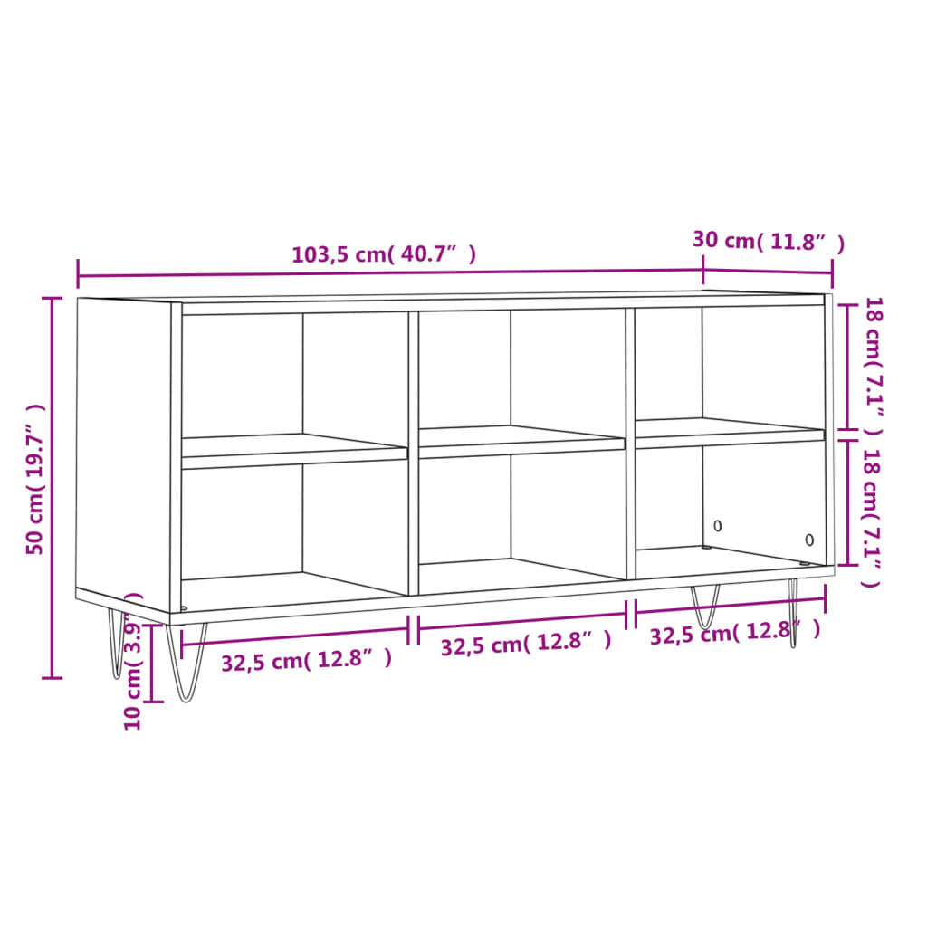 TV-Schrank Räuchereiche 103,5x30x50 cm Holzwerkstoff
