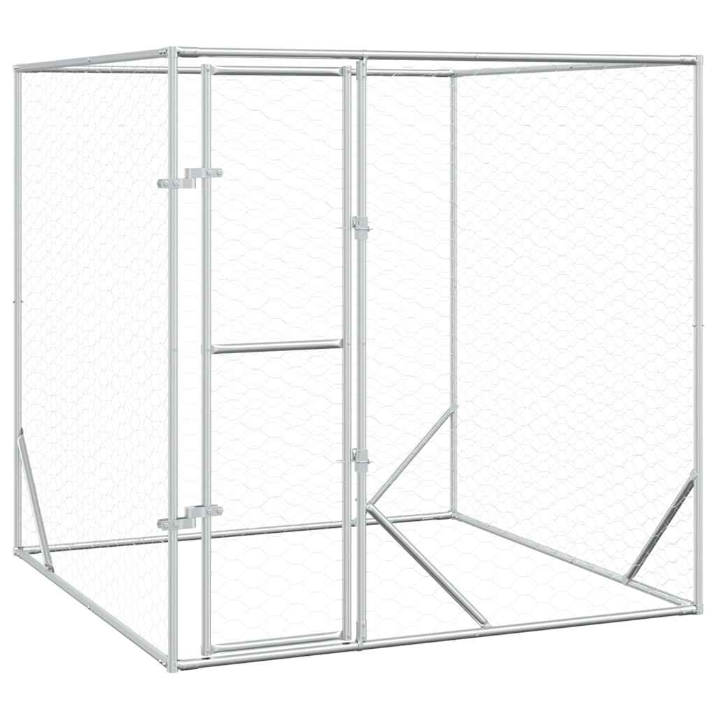 Outdoor-Hundezwinger Silbern 2x2x2 m Verzinkter Stahl