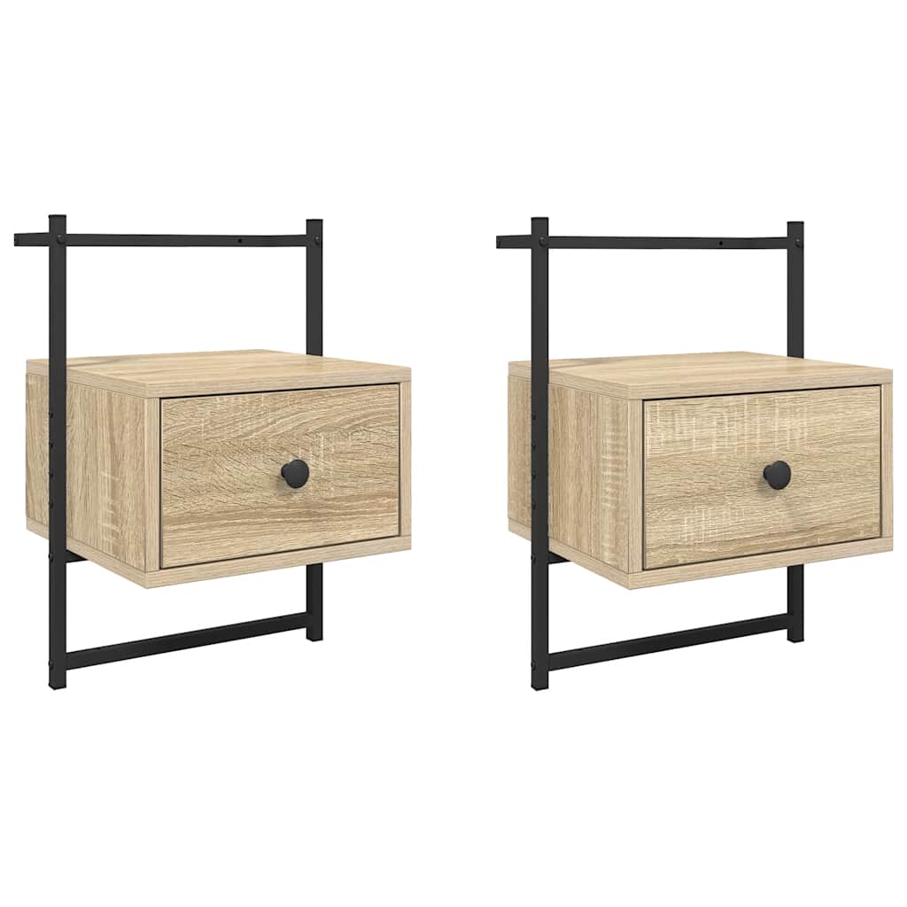 Wand-Nachttische 2 Stk. Sonoma-Eiche 35x30x51 cm Holzwerkstoff