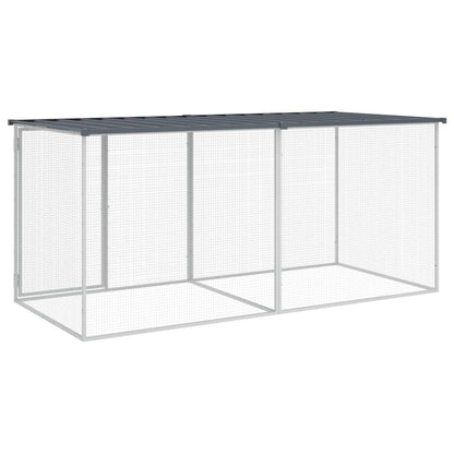 Hühnerkäfig mit Dach Anthrazit 203x98x90 cm Verzinkter Stahl