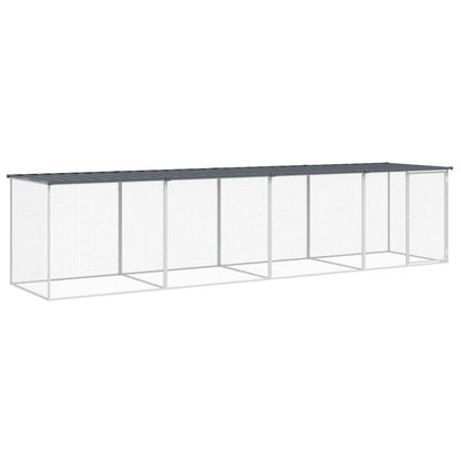 Hühnerkäfig mit Dach Anthrazit 403x98x90 cm Verzinkter Stahl