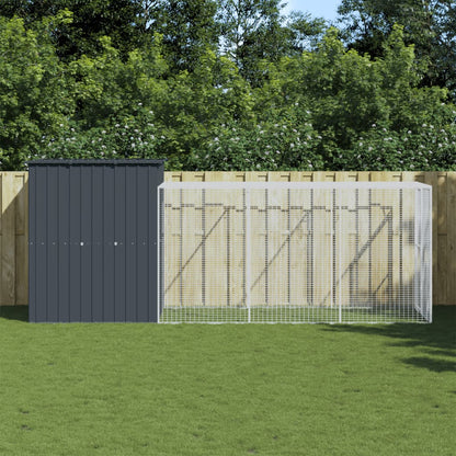 Hühnerkäfig mit Auslauf Anthrazit 165x455x181 cm Stahl Verzinkt