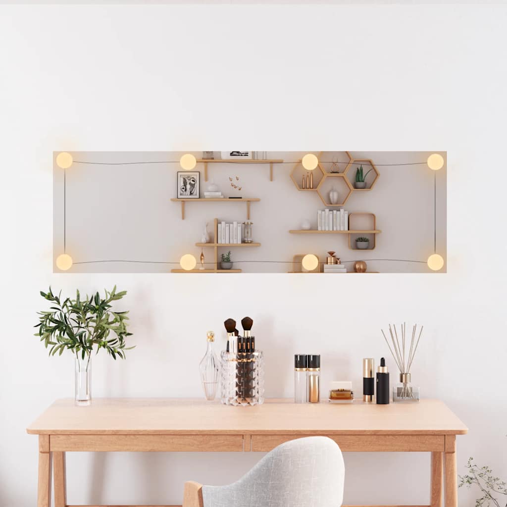 Wandspiegel mit LED-Leuchten 30x100 cm Glas Rechteckig