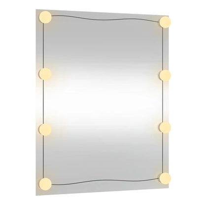 Wandspiegel mit LED-Leuchten 50x60 cm Glas Rechteckig