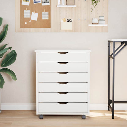 Rollschrank mit Schubladen MOSS Weiß Massivholz Kiefer