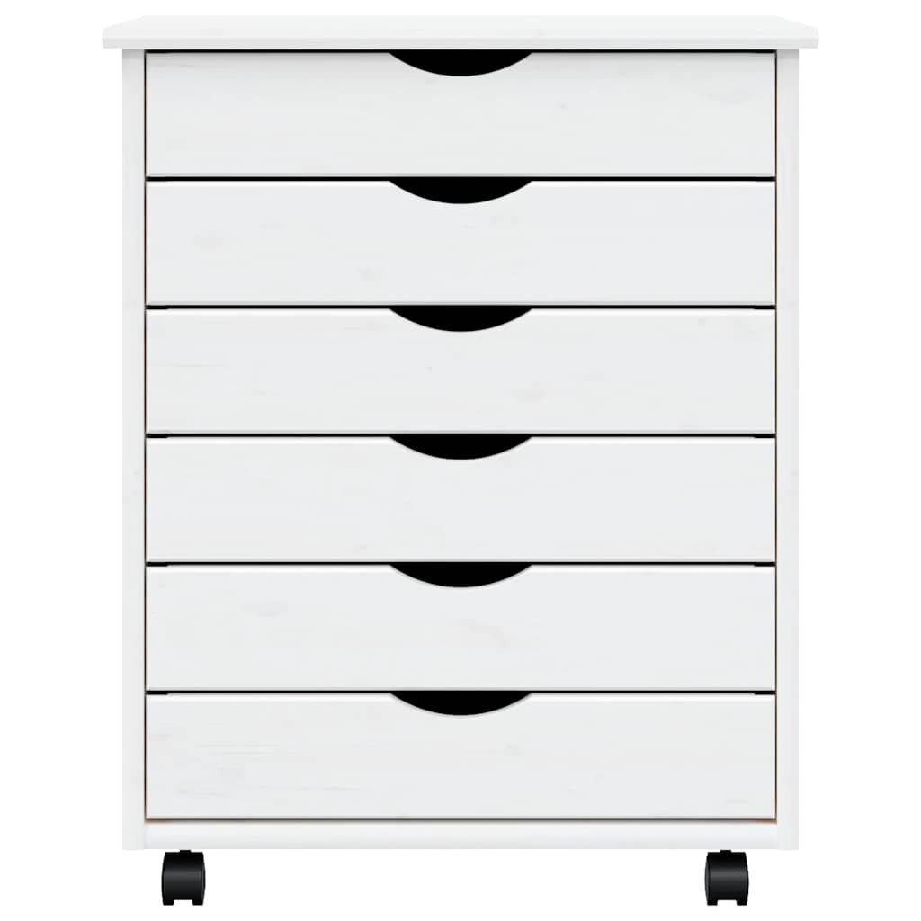 Rollschrank mit Schubladen MOSS Weiß Massivholz Kiefer