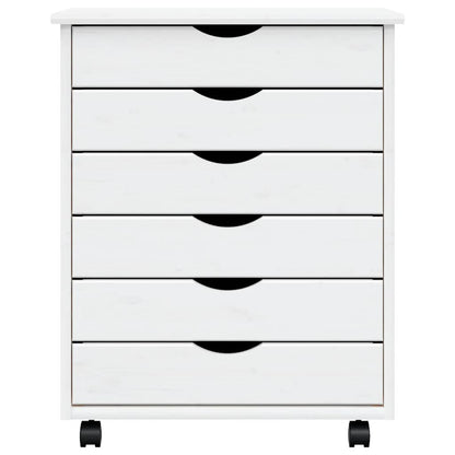 Rollschrank mit Schubladen MOSS Weiß Massivholz Kiefer