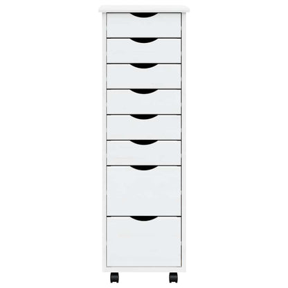 Rollschrank mit Schubladen MOSS Weiß Massivholz Kiefer