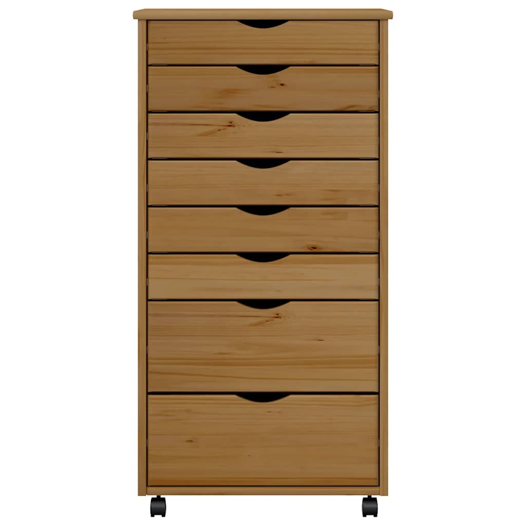 Rollschrank mit Schubladen MOSS Honigbraun Massivholz Kiefer