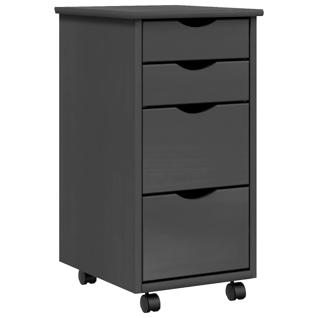 Rollschrank mit Schubladen MOSS Grau Massivholz Kiefer