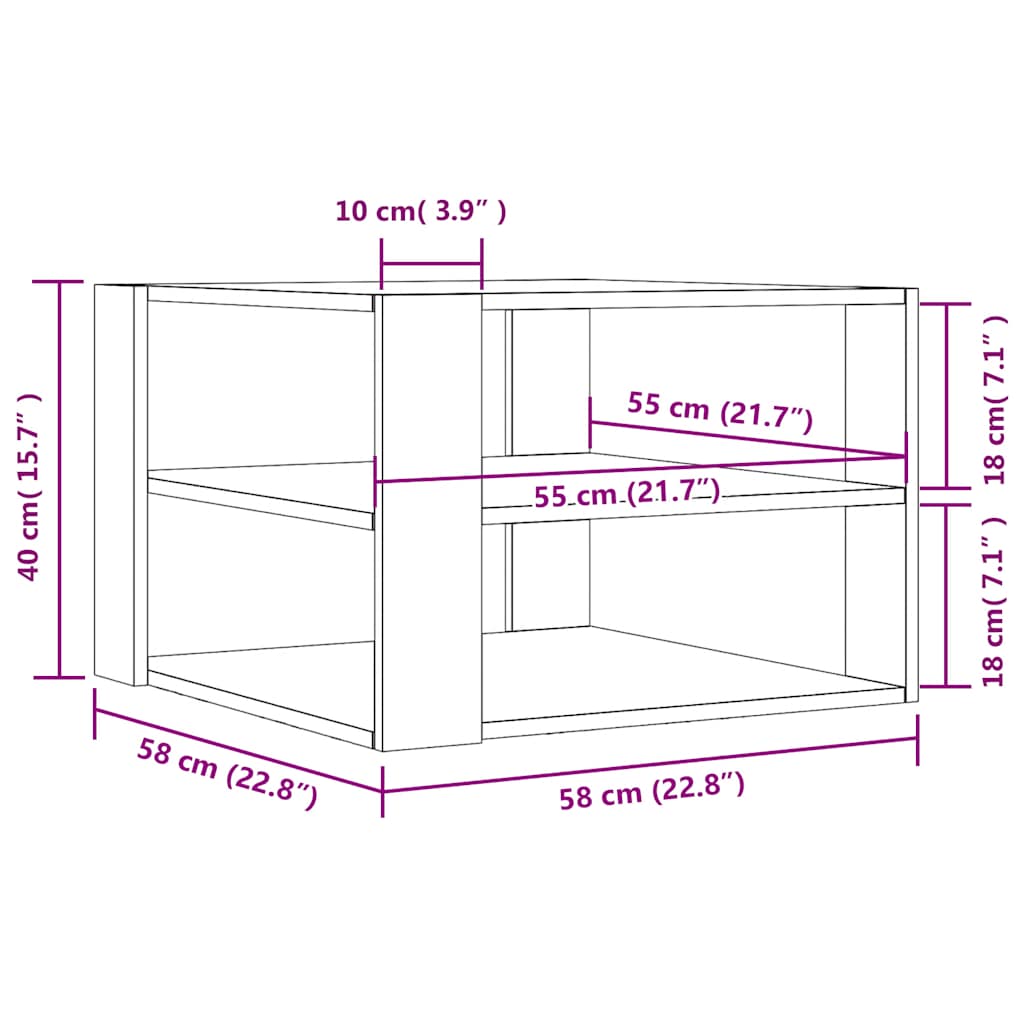 Couchtisch Betongrau 58x58x40 cm Holzwerkstoff