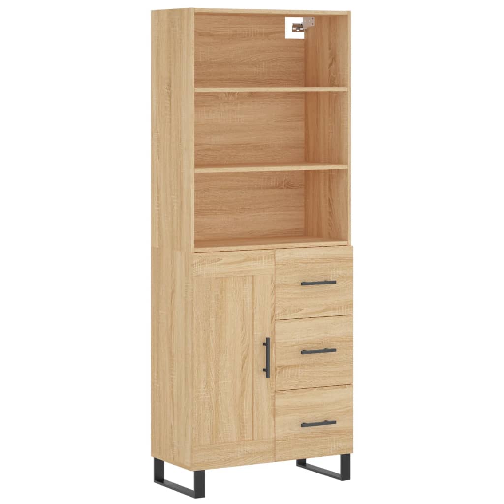 Highboard Sonoma-Eiche 69,5x34x180 cm Holzwerkstoff