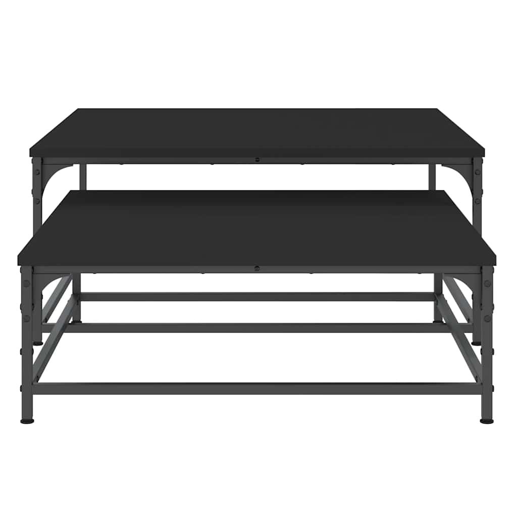 Satztische 2 Stk. Schwarz Holzwerkstoff