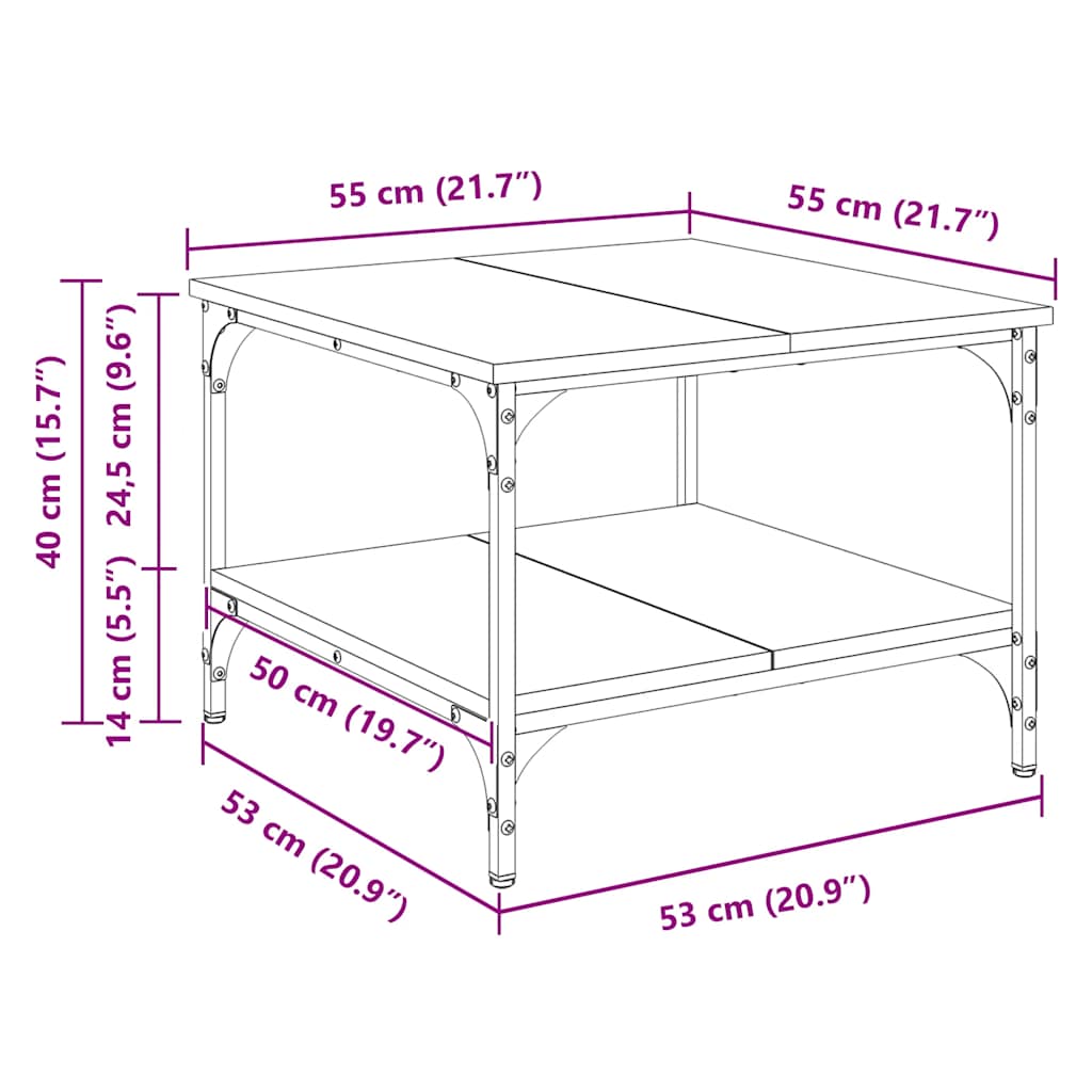 Couchtisch Schwarz 55x55x40 cm Holzwerkstoff