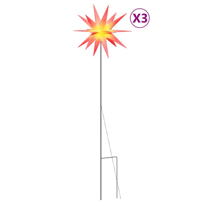 LED-Weihnachtssterne 3 Stk. mit Erdspießen Faltbar Rot 57 cm