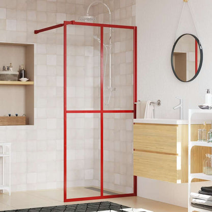 Duschwand für Begehbare Dusche mit ESG Klarglas Rot 100x195 cm
