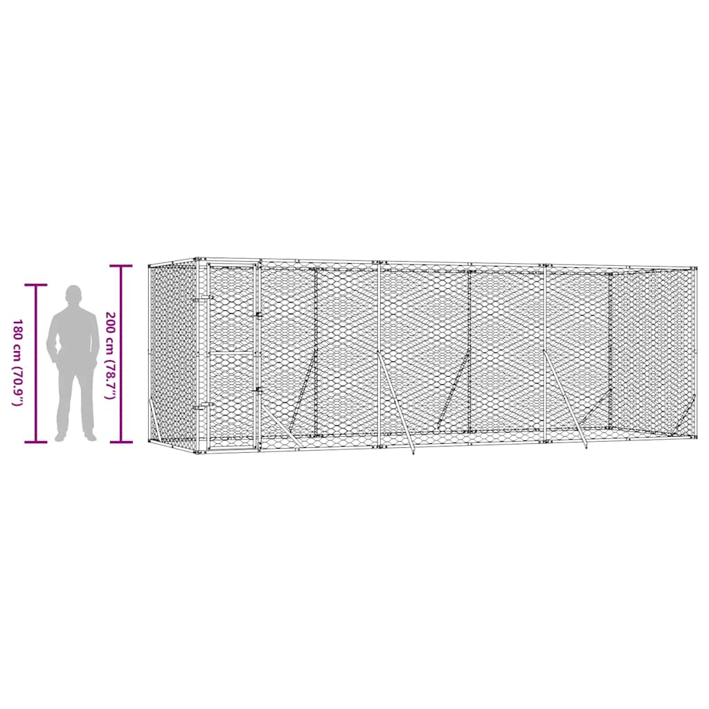 Outdoor-Hundezwinger Silbern 6x2x2 m Verzinkter Stahl