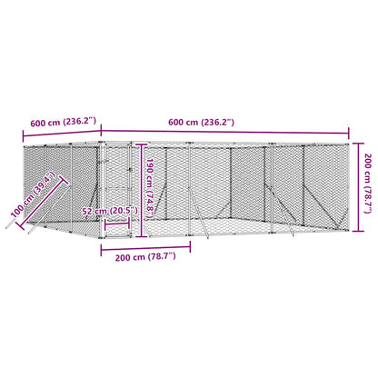 Outdoor-Hundezwinger Silbern 6x6x2 m Verzinkter Stahl