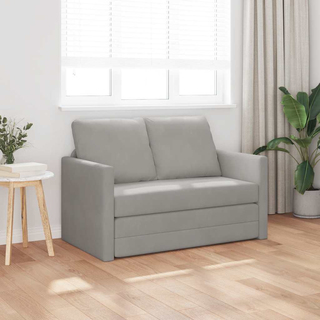 Bodensofa mit Schlaffunktion Hellgrau 122x204x55 cm Samt