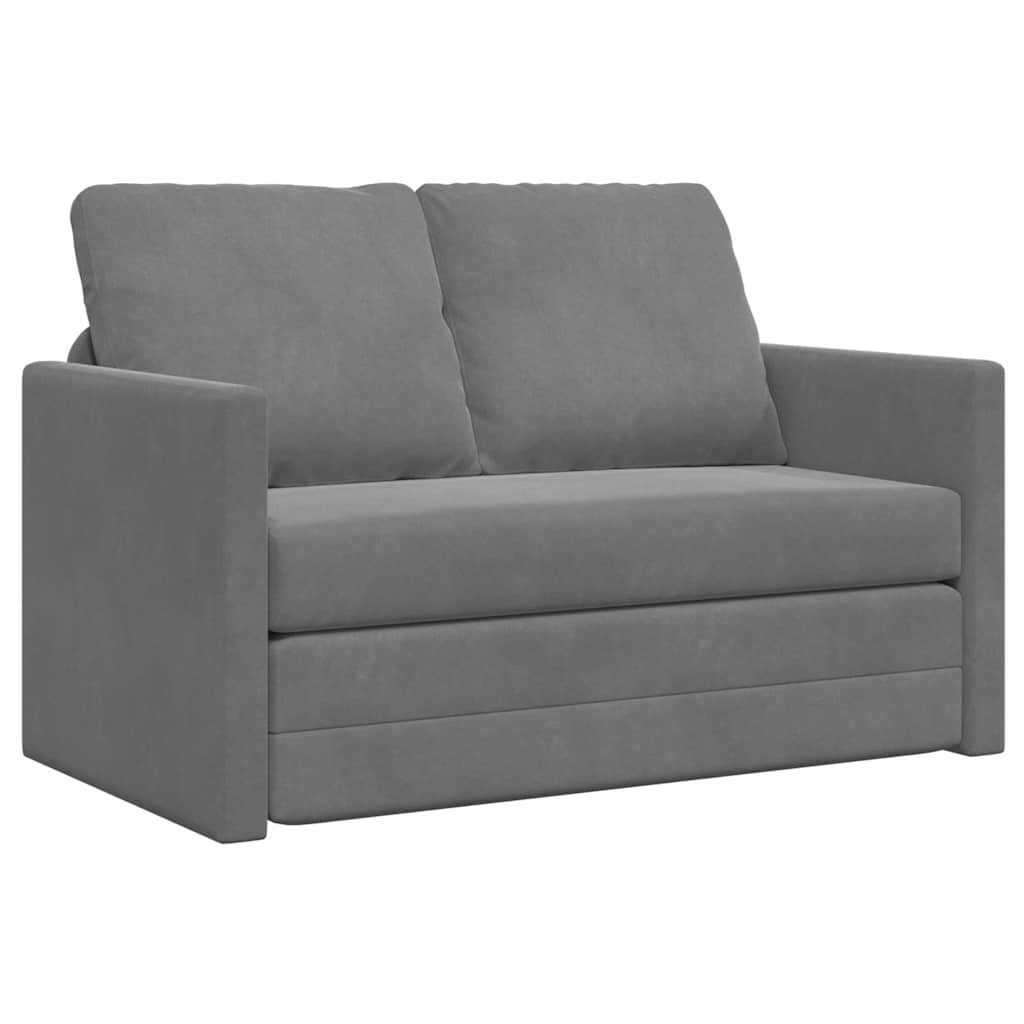 Bodensofa mit Schlaffunktion Dunkelgrau 122x204x55 cm Samt