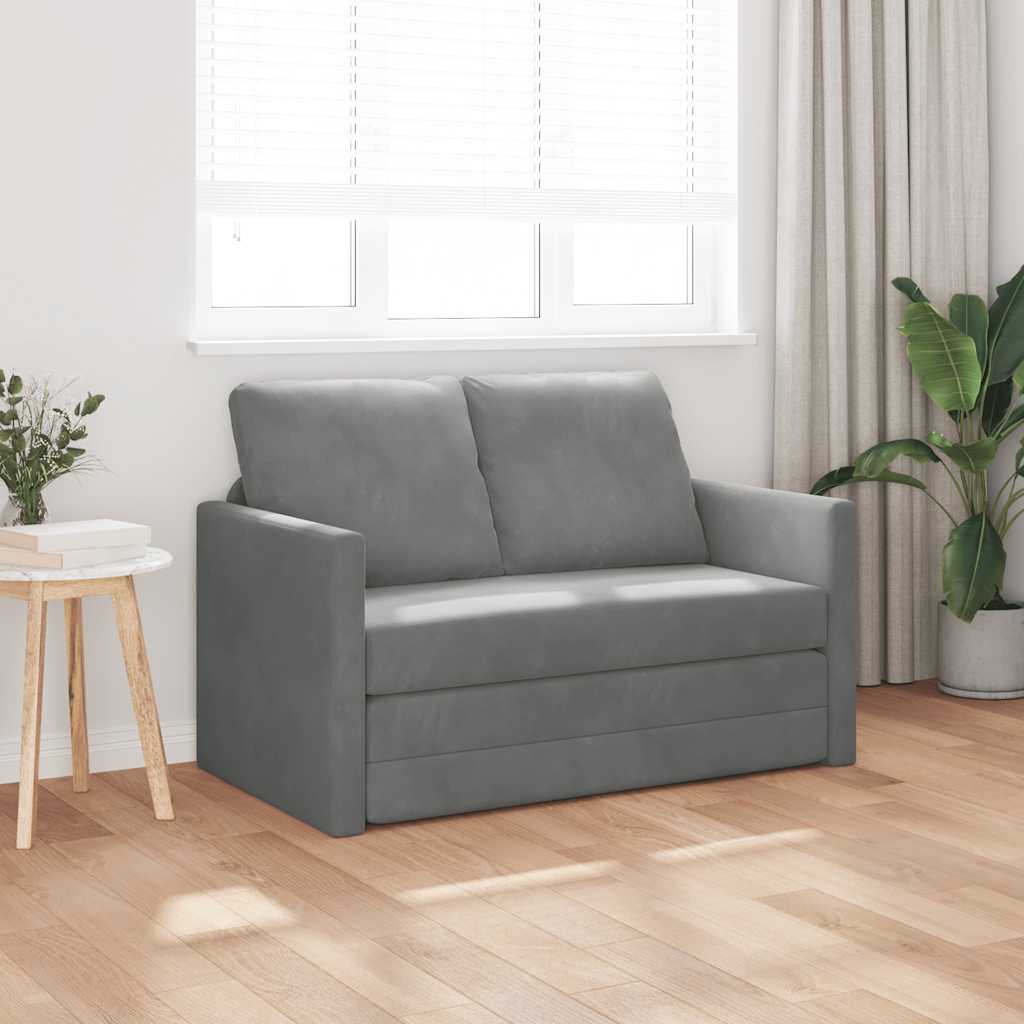 Bodensofa mit Schlaffunktion Dunkelgrau 122x204x55 cm Samt