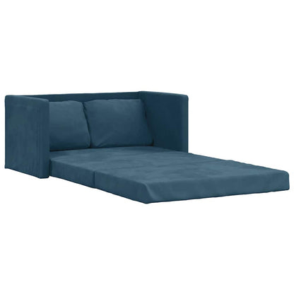 Bodensofa mit Schlaffunktion Blau 122x204x55 cm Samt