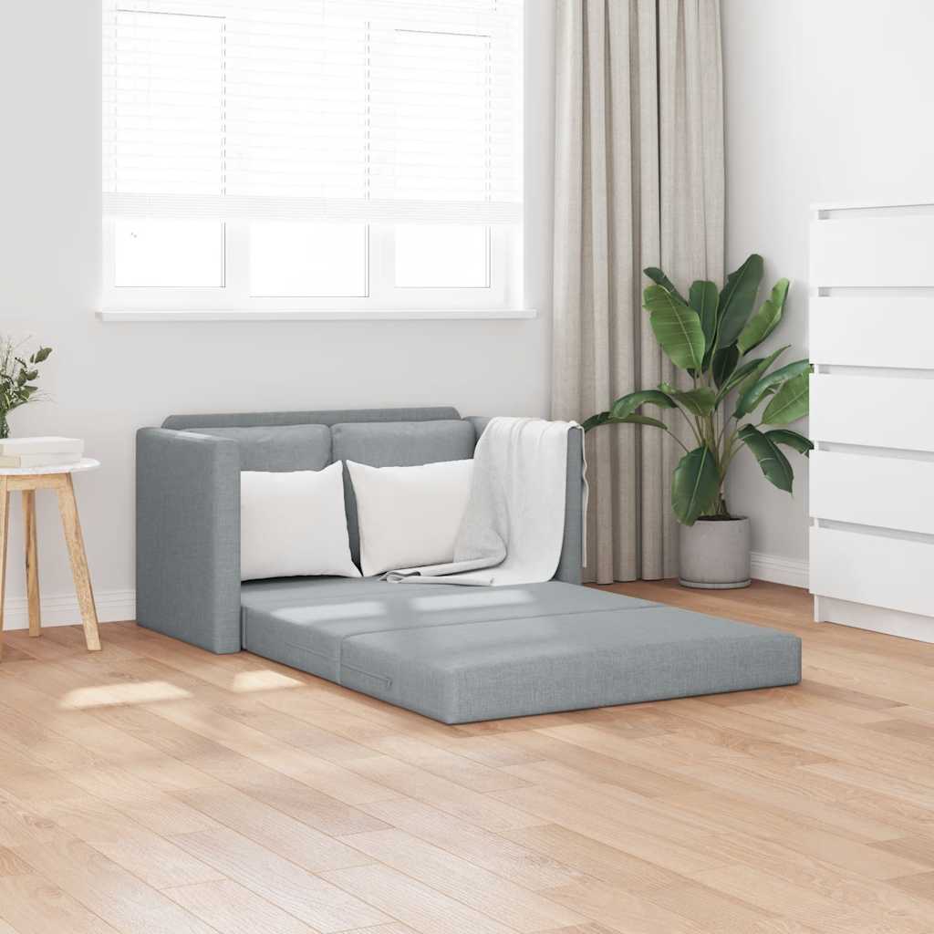 Bodensofa mit Schlaffunktion Hellgrau 112x174x55 cm Stoff