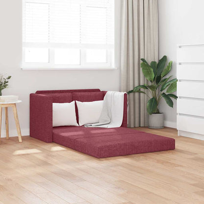 Bodensofa mit Schlaffunktion Weinrot 112x174x55 cm Stoff