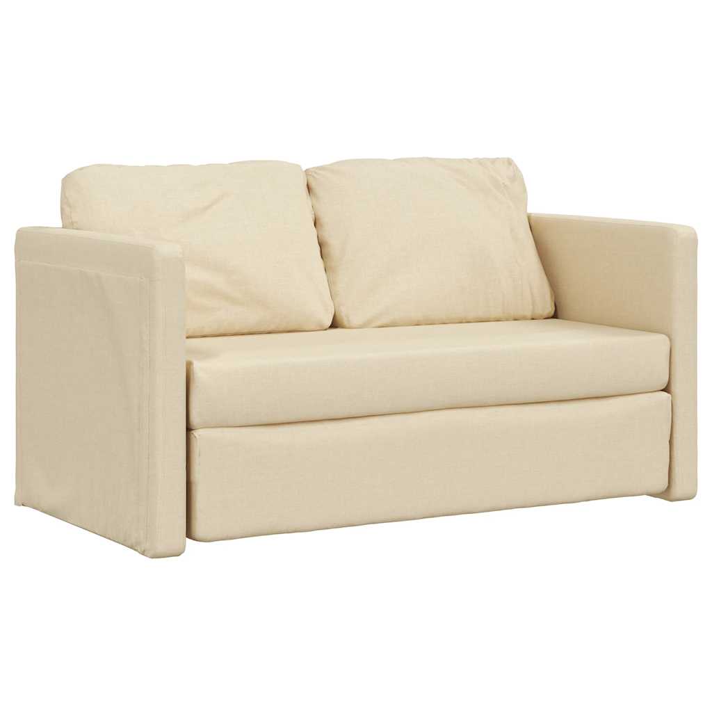 Bodensofa mit Schlaffunktion Creme 112x174x55 cm Stoff