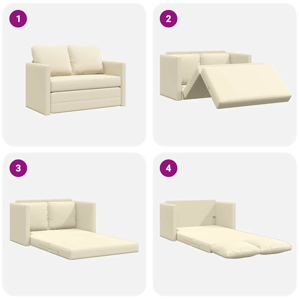 Bodensofa mit Schlaffunktion Creme 112x174x55 cm Kunstleder