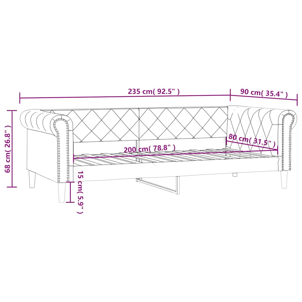 Tagesbett Cappuccino-Braun 80x200 cm Kunstleder