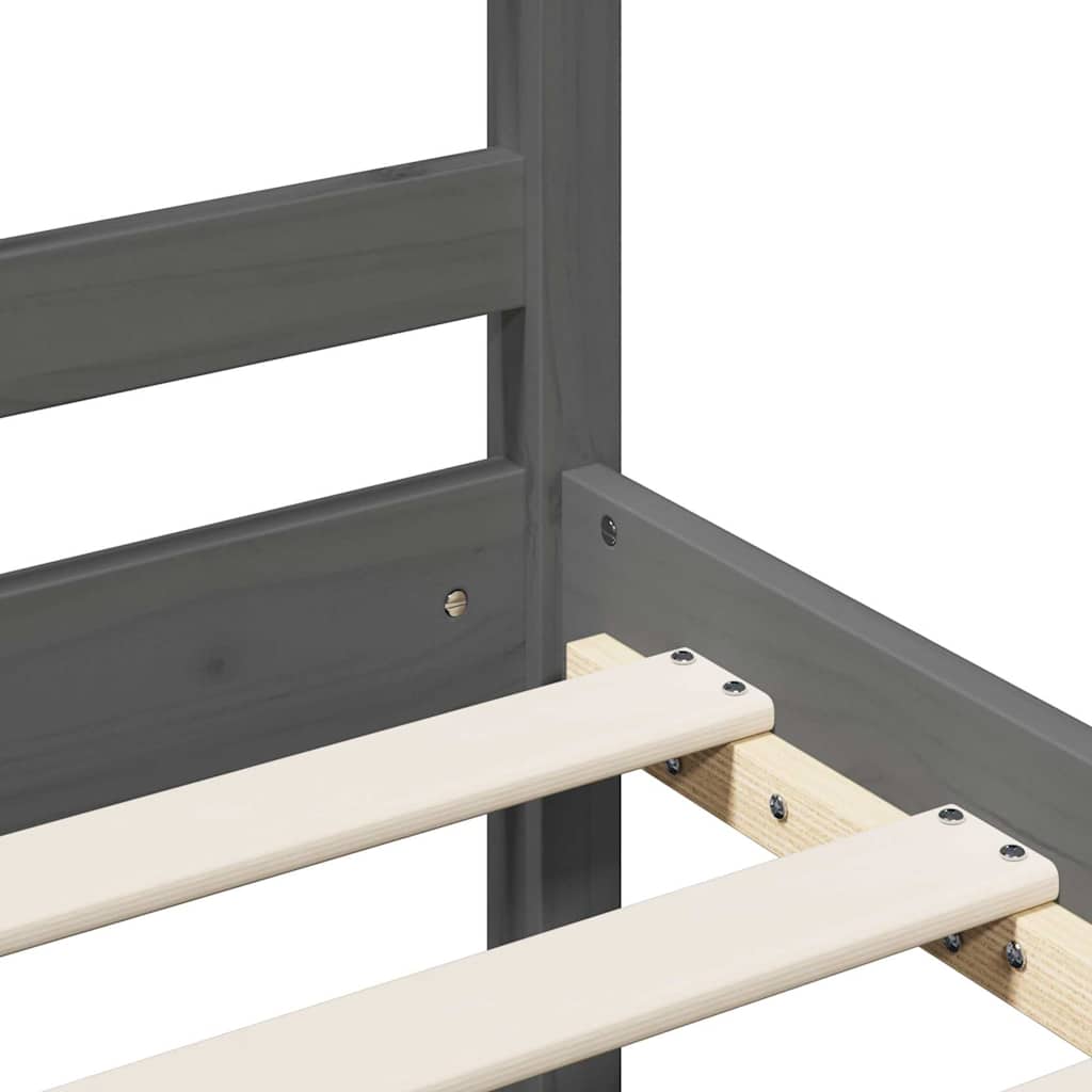 Massivholzbett mit Kopfteil Grau 200x200 cm