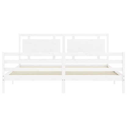 Massivholzbett mit Kopfteil Weiß 200x200 cm
