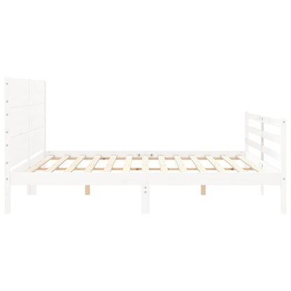 Massivholzbett mit Kopfteil Weiß 200x200 cm