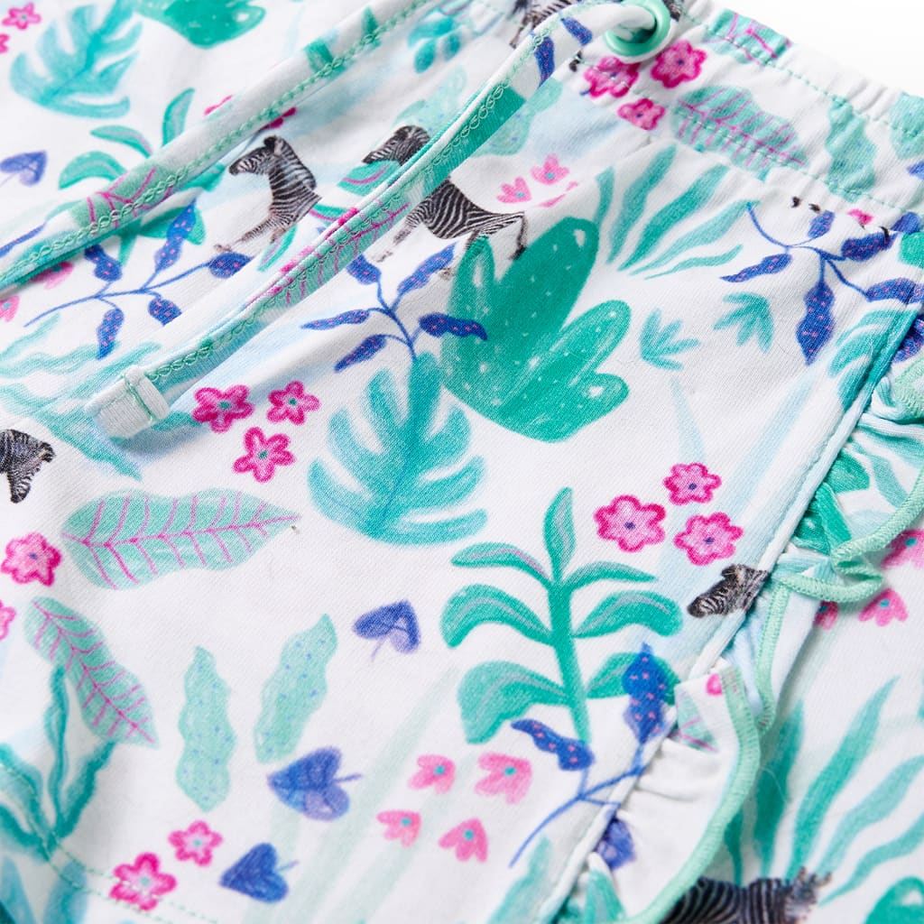 Kindershorts mit Kordelzug Ecru und Dunkles Minzgrün 128