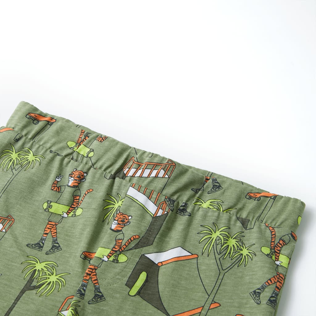 Kinderpyjama mit Kurzen Ärmeln Hellkhaki 128