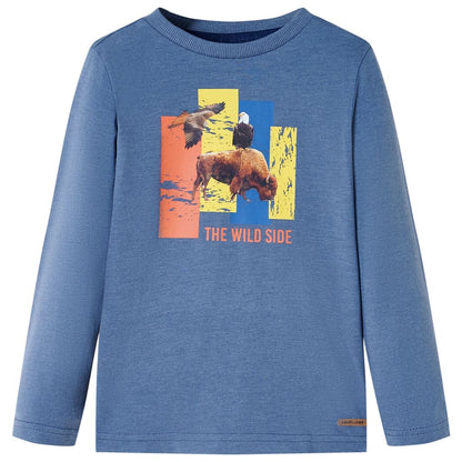 Kinder-Langarmshirt Blau Melange 128