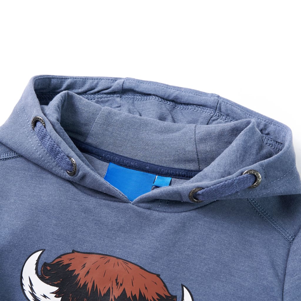 Kinder-Kapuzenpullover Blau Melange 104